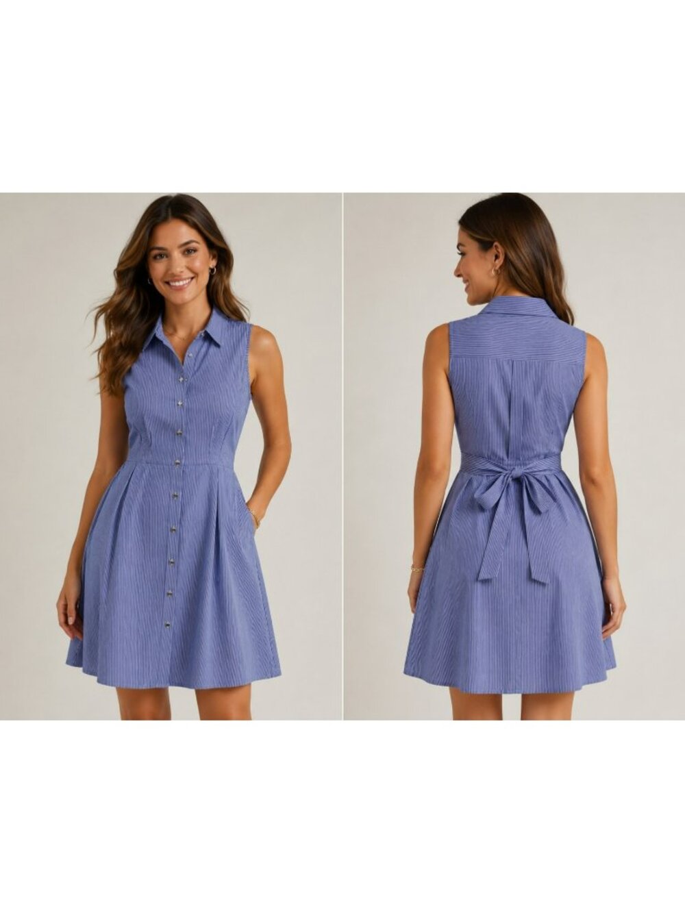 Ivanka Trump Button Front Sleeveless Summer Dress Size 6